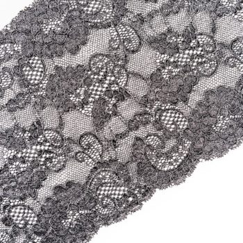 elastische Spitze schwarz silber