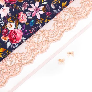 Materialpaket Panty Cleo, Jersey, elastische Spitze, Schleife