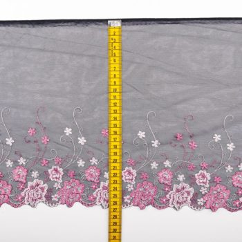unelastische stickerei schwarz rosa