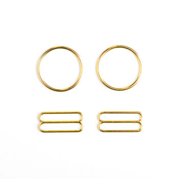 schieber und ringe set aus metall in gold für verstellbare bH träger