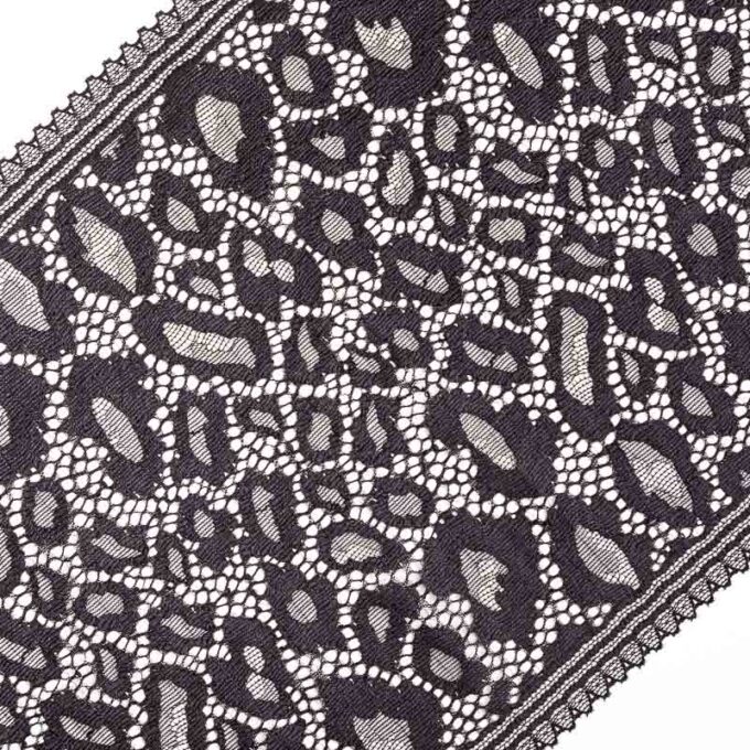 weiche elastische Spitze in schwarz mit leoparden Motiv zum nähen von BHs, Slips, Panties, Strings etc.
