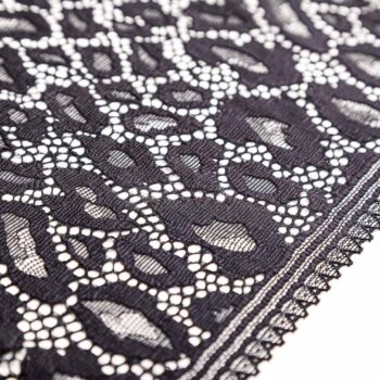 weiche elastische Spitze in schwarz mit leoparden Motiv zum nähen von BHs, Slips, Panties, Strings etc.