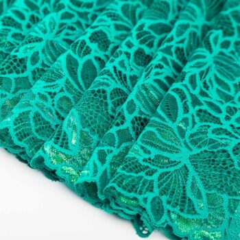 elastische Spitze in dunklem türkis mit schimmer zum nähen von BHs, Slips, Panties, Strings etc.