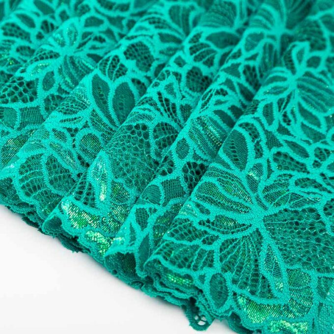 elastische Spitze in dunklem türkis mit schimmer zum nähen von BHs, Slips, Panties, Strings etc.