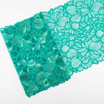 elastische Spitze in dunklem türkis mit schimmer zum nähen von BHs, Slips, Panties, Strings etc.