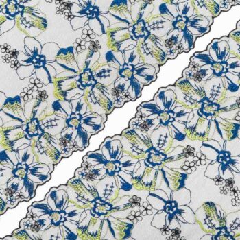 unelastische Stickerei schwarz, blau, grüngelb